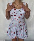 Cherry Gingham Bubble Romper